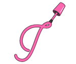 A pink letter t with a pink nail polish on it