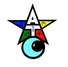 Aquarian Tabernacle Church symbol with a star, Moon, and ATC.