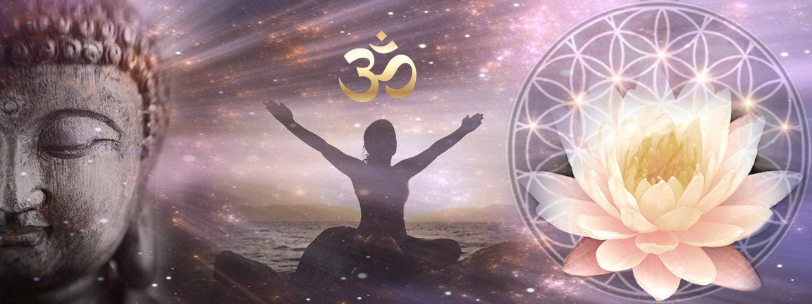 woman with open arms and a lotus