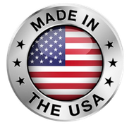 a made in the usa label with an american flag in the center