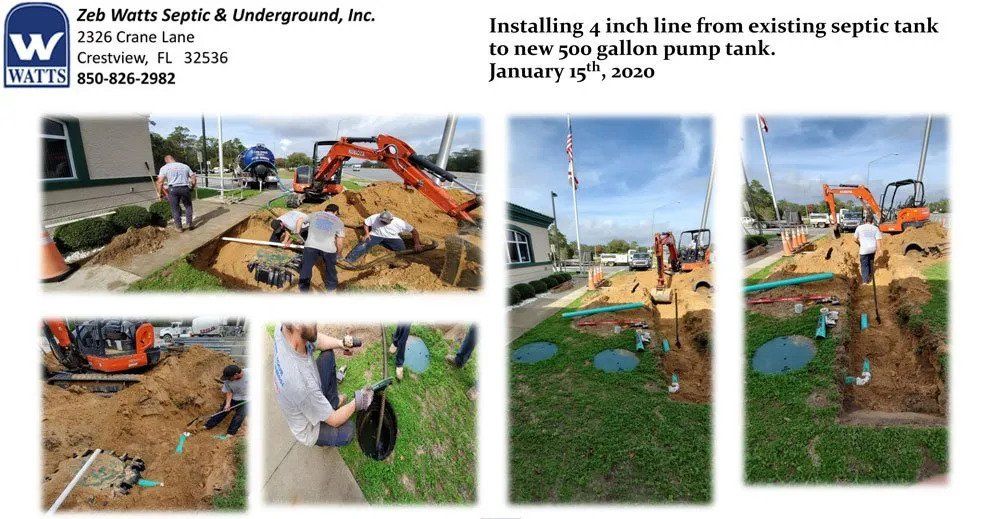 Installing 4 Inch From a Septic Tank — Crestview, FL — Zeb Watts Septic