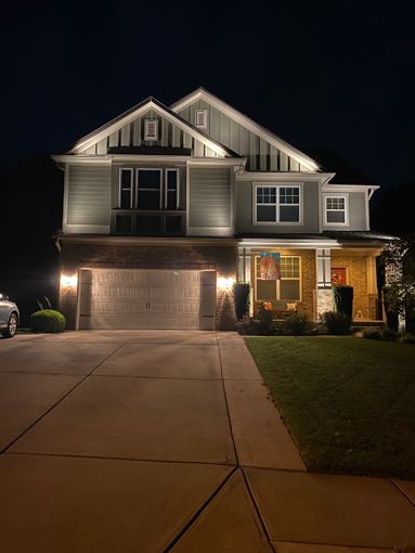 Residential House With Landscape Lighting