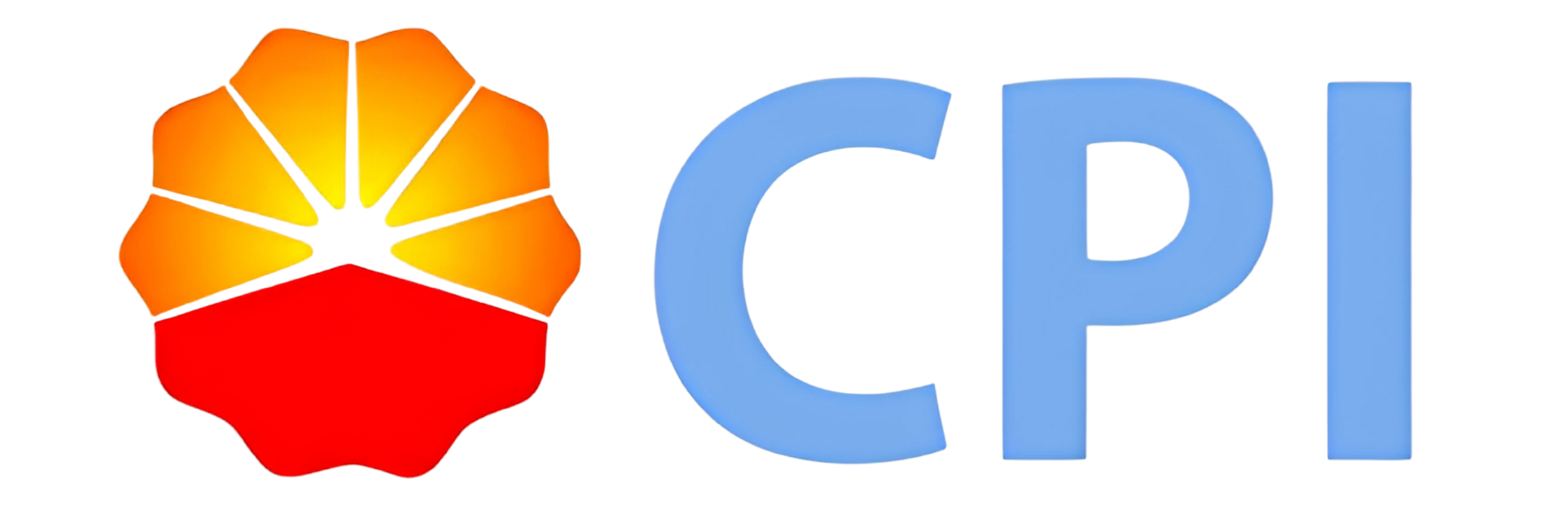 Logo of CPI, featuring a stylized sun in orange and red, next to the letters 
