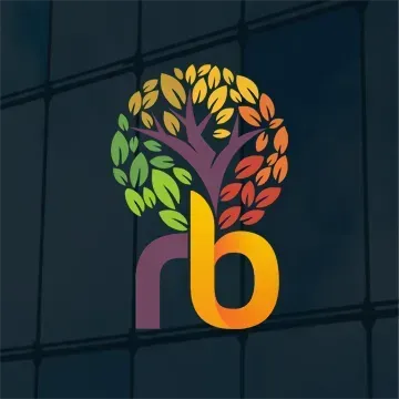 Logo featuring a stylized tree with colorful leaves, forming an 