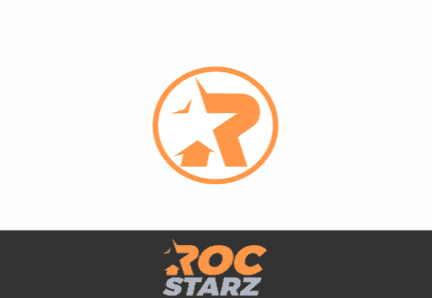 Orange logo with a star, letter 