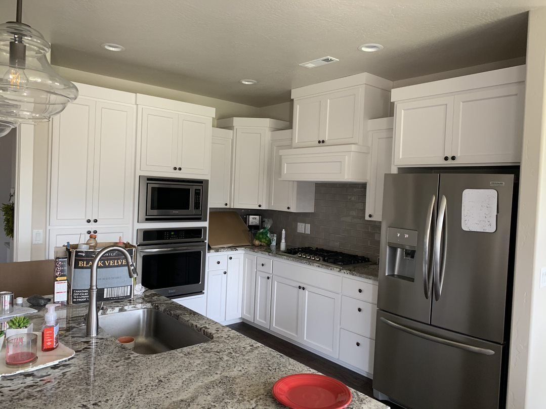White Cabinets And Appliances — Medford, OR — Gary Smith Custom Cabinet Shop