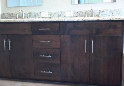 Dark Wooden Bathroom Cabinet — Medford, OR — Gary Smith Custom Cabinet Shop