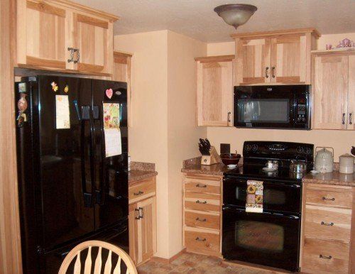 Kitchen With Black Refrigerator — Medford, OR — Gary Smith Custom Cabinet Shop