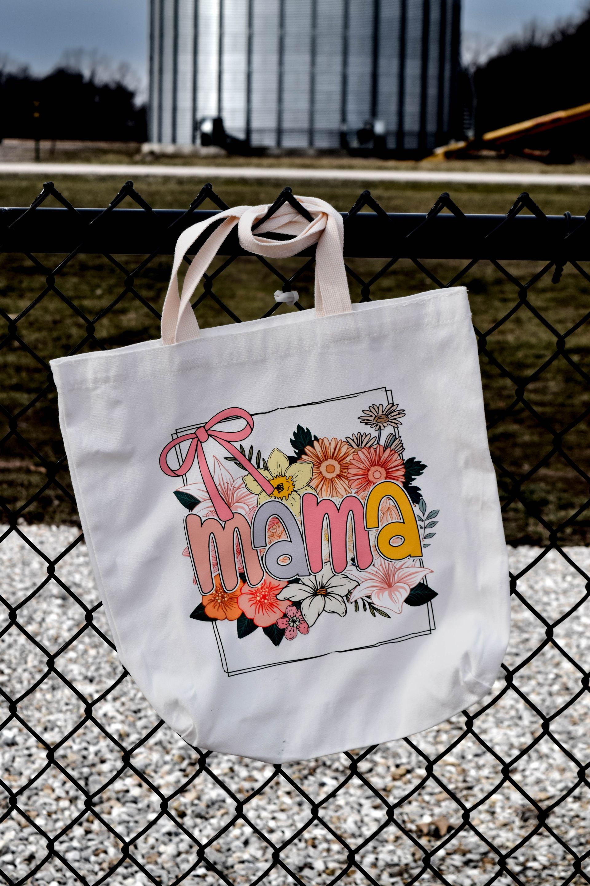 White tote bag with 