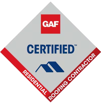 A logo for a certified residential roofing contractor
