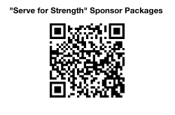 A qr code that says `` serve for strength sponsor packages '' on a white background.