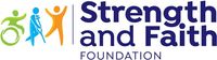 A logo for the strength and faith foundation with people and a wheelchair.