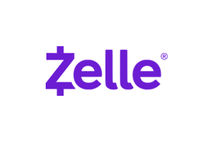 A purple zelle logo on a white background