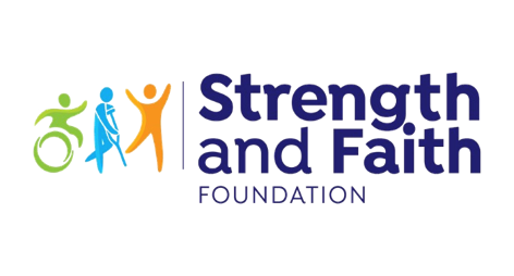 Logo of Strength and Faith Foundation: People with disabilities and text.