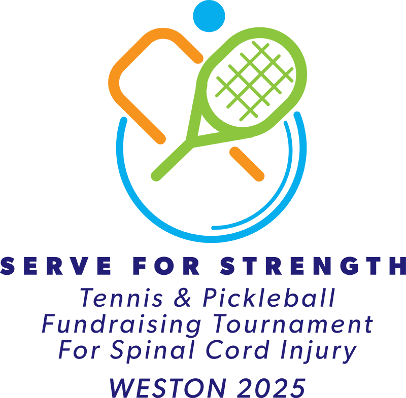 A logo for a tennis and pickleball fundraising tournament for spinal cord injury