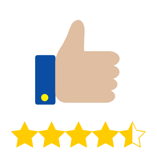 A thumbs-up icon with 4.5 stars review below