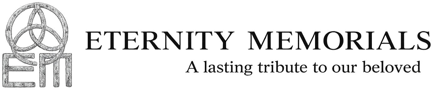 Eternity Memorials logo with emblem and tagline, “A lasting tribute to our beloved”