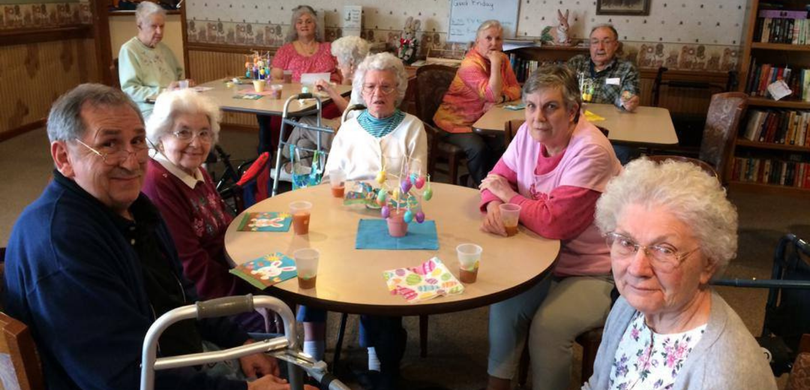 Getz Personal Care Home, Family-room dining, having fun, Easter celebration, assisted living in Kunkletown PA