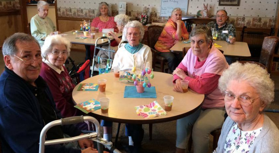 Getz Personal Care Home, Family-room dining, having fun, Easter celebration, assisted living in Kunkletown PA