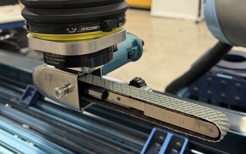 Autobrade Robotic Surface Finishing System utilizing a Dynabrade end effector.