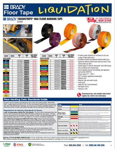 Brady Floor Tape Liquidtion