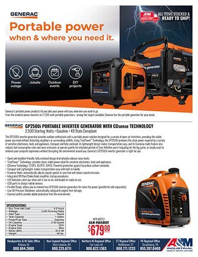 Generac Portable Generators on sale and in stock only while supplies last