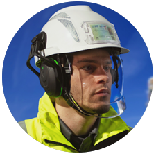 MSA Hard Hat worn by utility worker