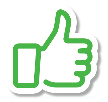 Green thumbs-up icon with a white drop shadow.