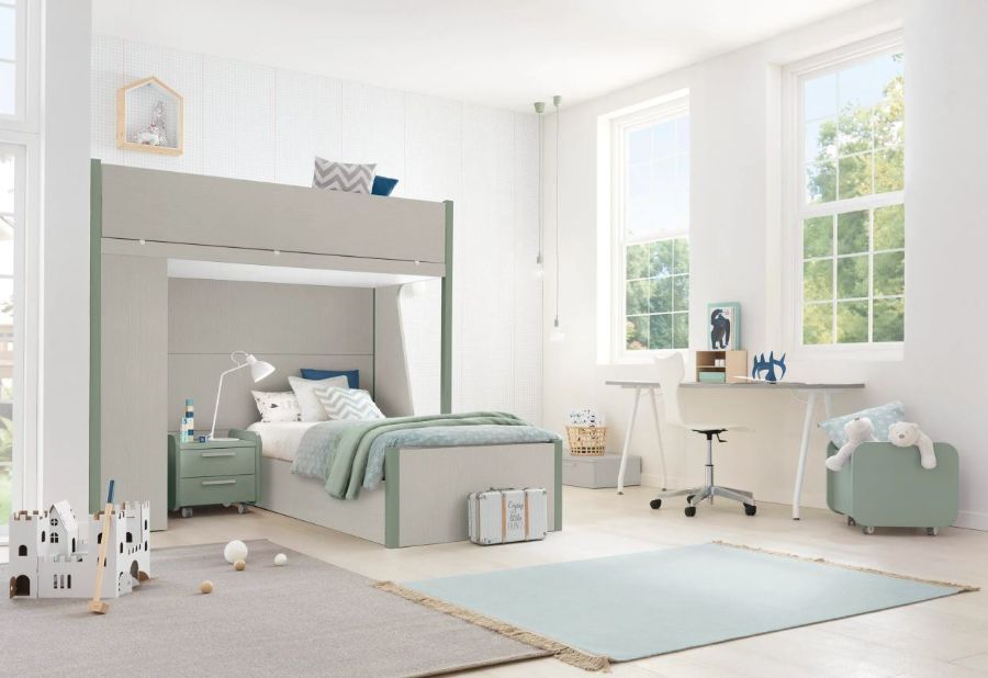 cameretta con doppio letto e soppalco