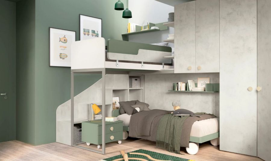 camerette con doppio letto e soppalco