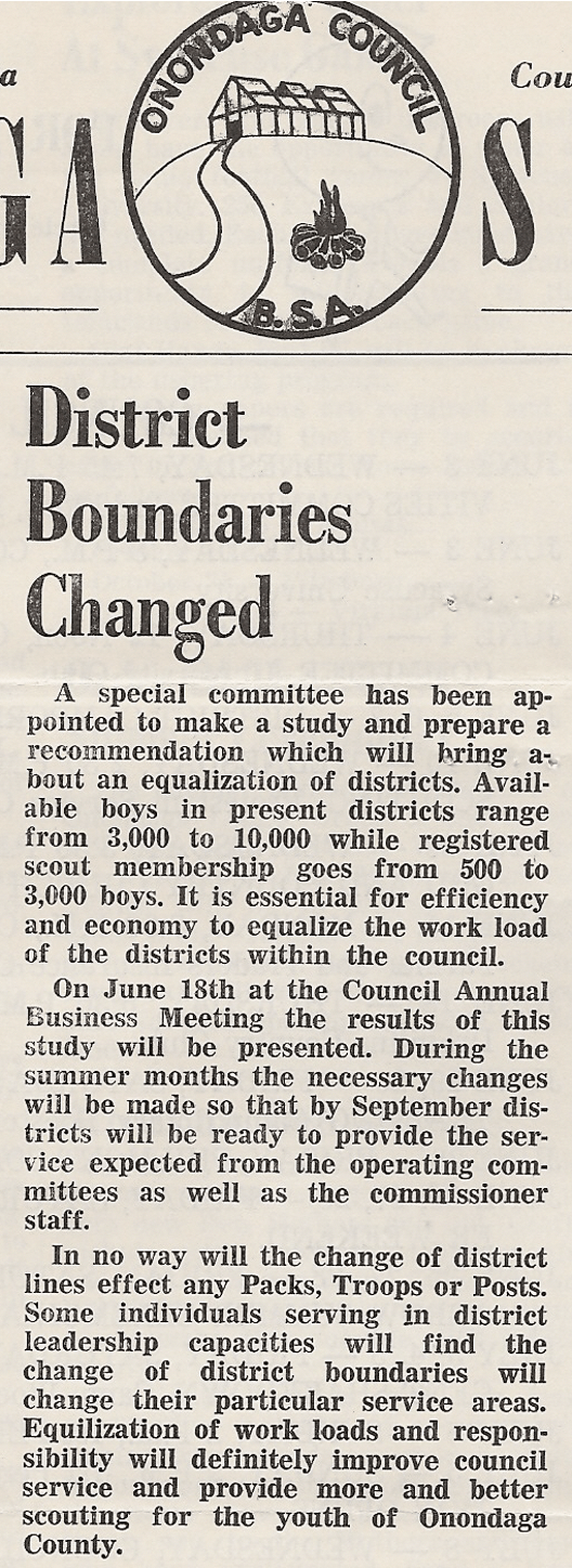 Newspaper clipping titled 'District Boundaries Changed'