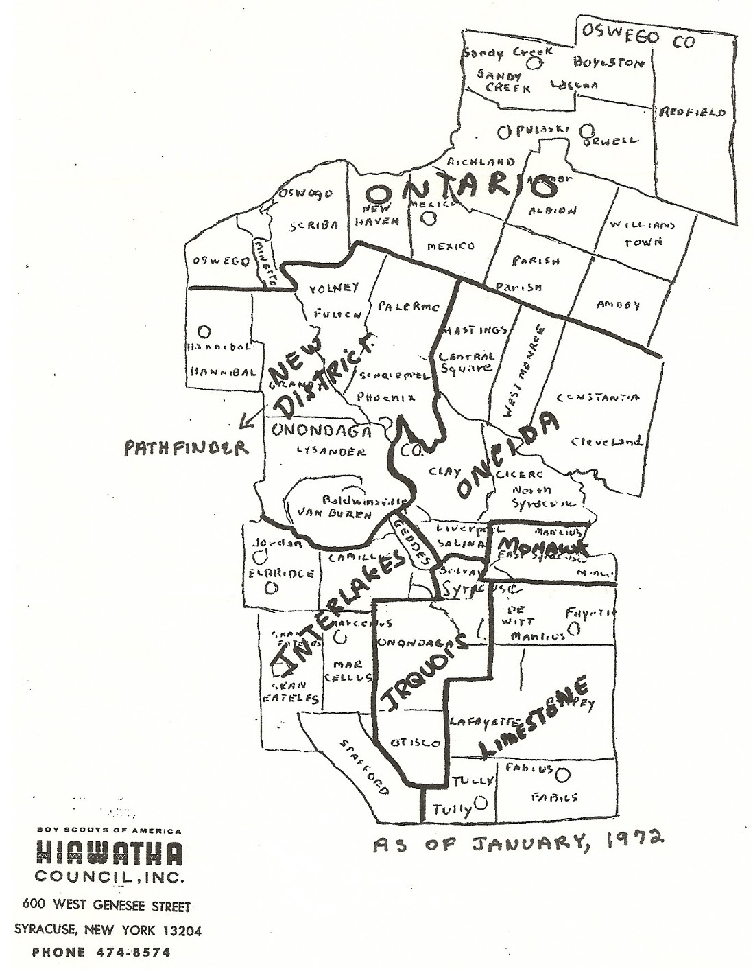 A diagram of the Hiawatha council district boundaries in October 1972