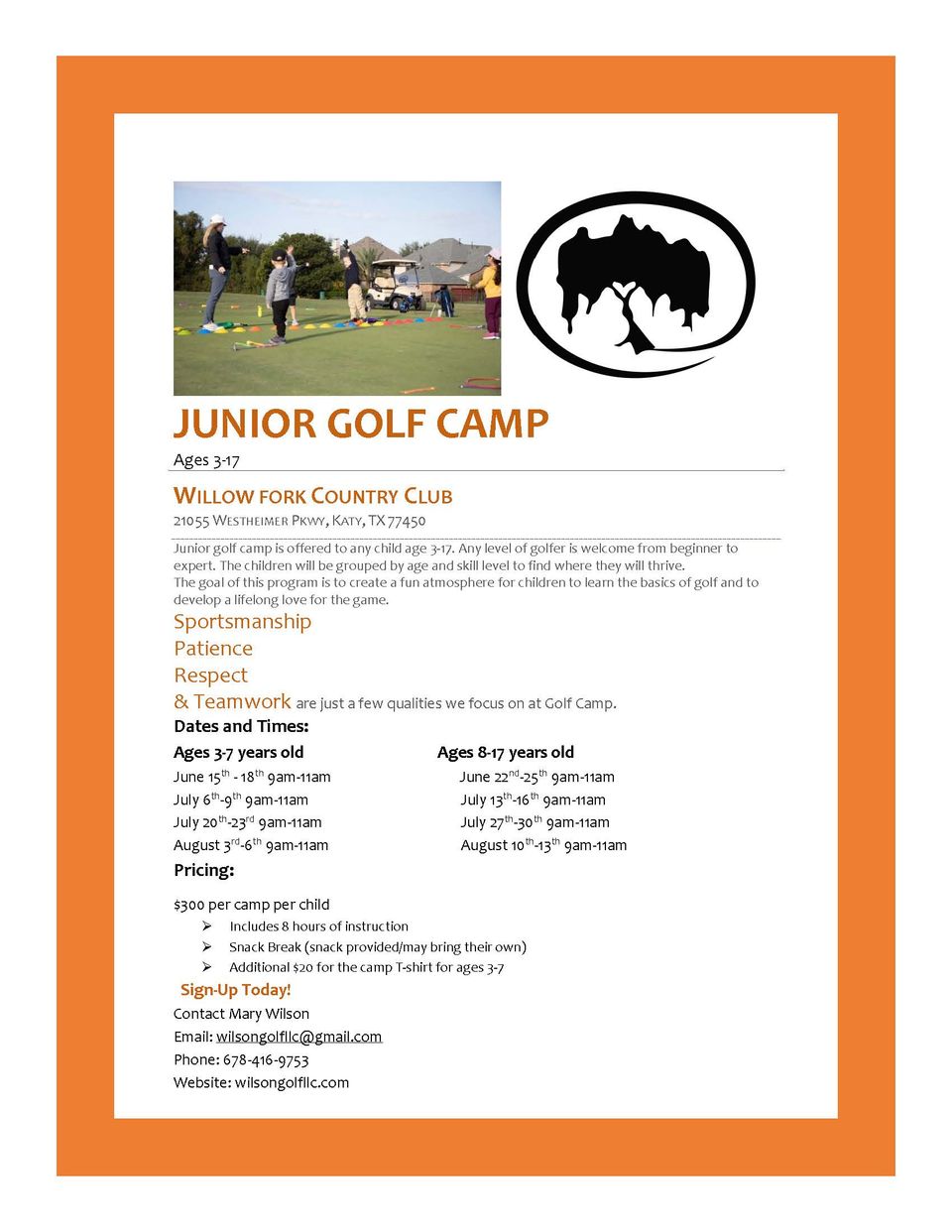 Junior Golf Willow Fork Country Club Katy Tx