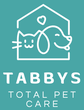 A logo for tabbys total pet care with a dog and a cat in a house. Naples, FL