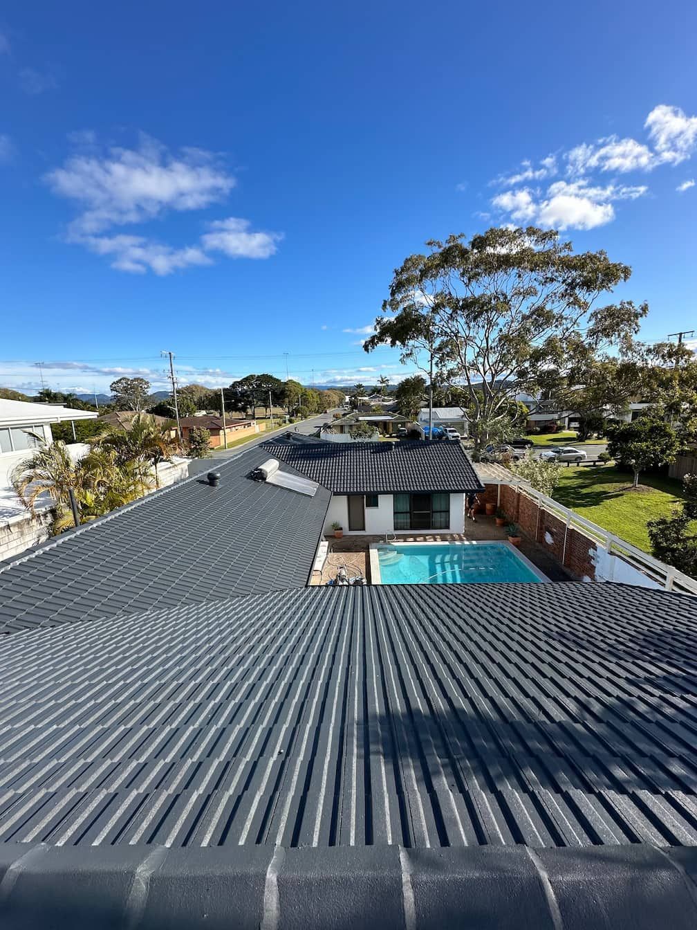 The roof of a Gold Coast home after being painted.