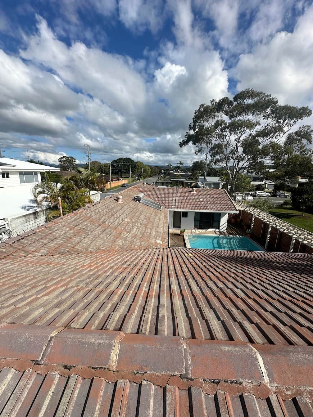 The roof of a Gold Coast home before being painted.