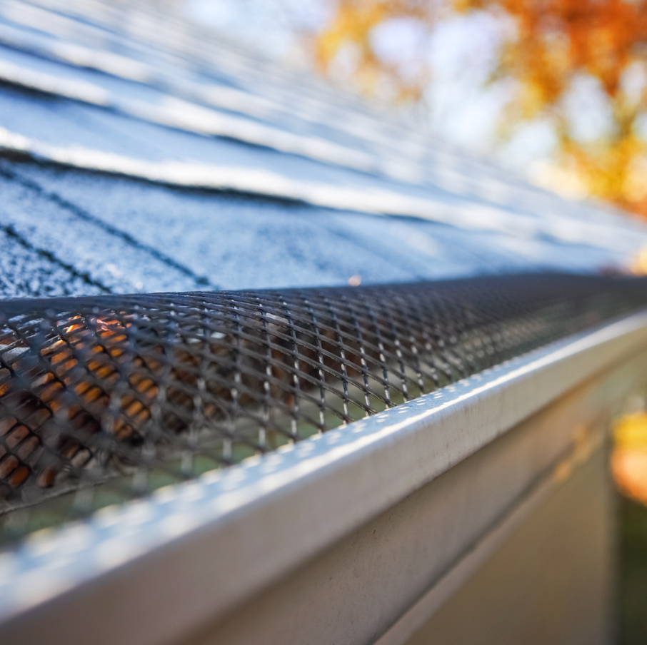 Gutter guard installed on a roof gutter