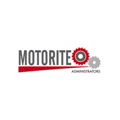 Motorite Administrators logo with text, red and gray cogwheels.