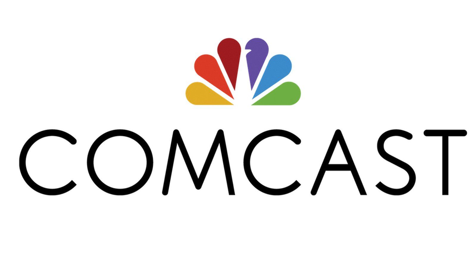 A comcast logo with a colorful nbc logo on a white background.