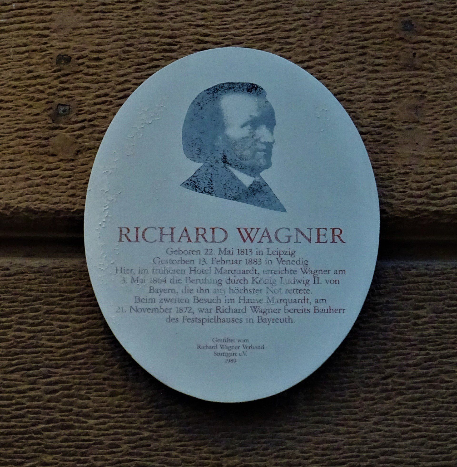 Gedenktafel Richard Wagner Verband Stuttgart RWV Hotel Marquardt König Ludwig II Bayern