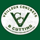 A green and white logo for concrete cutting and finishing