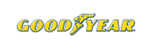 The good year logo is yellow and blue on a white background.