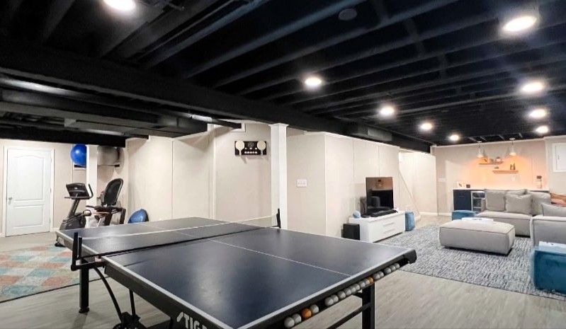 Custom basement recreational room in Grand Rapids