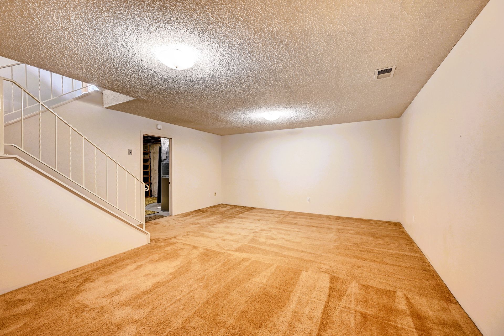 Newly finished basement with low ceiling