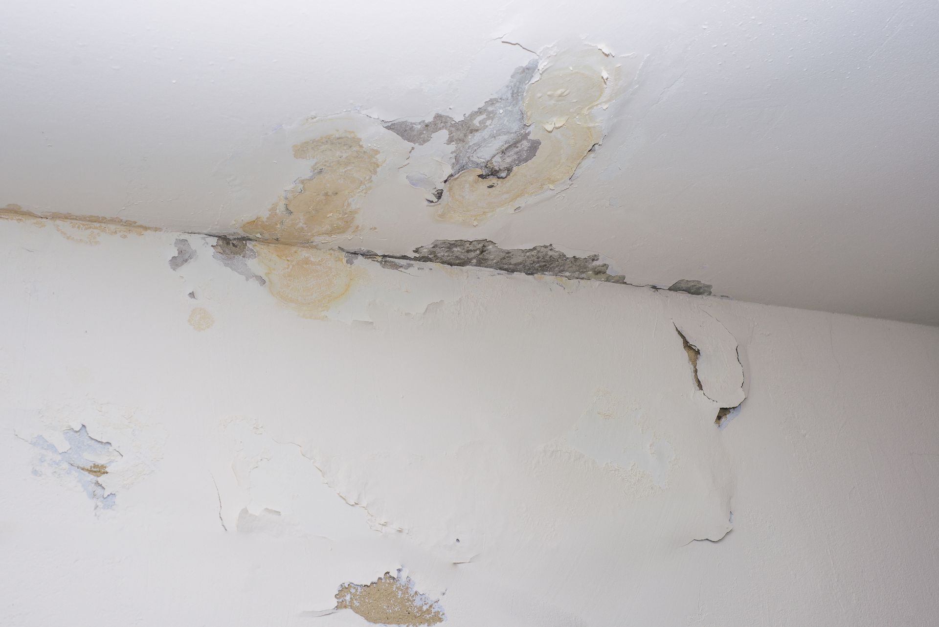 Basement and ceiling damage caused by water pipeline leakage