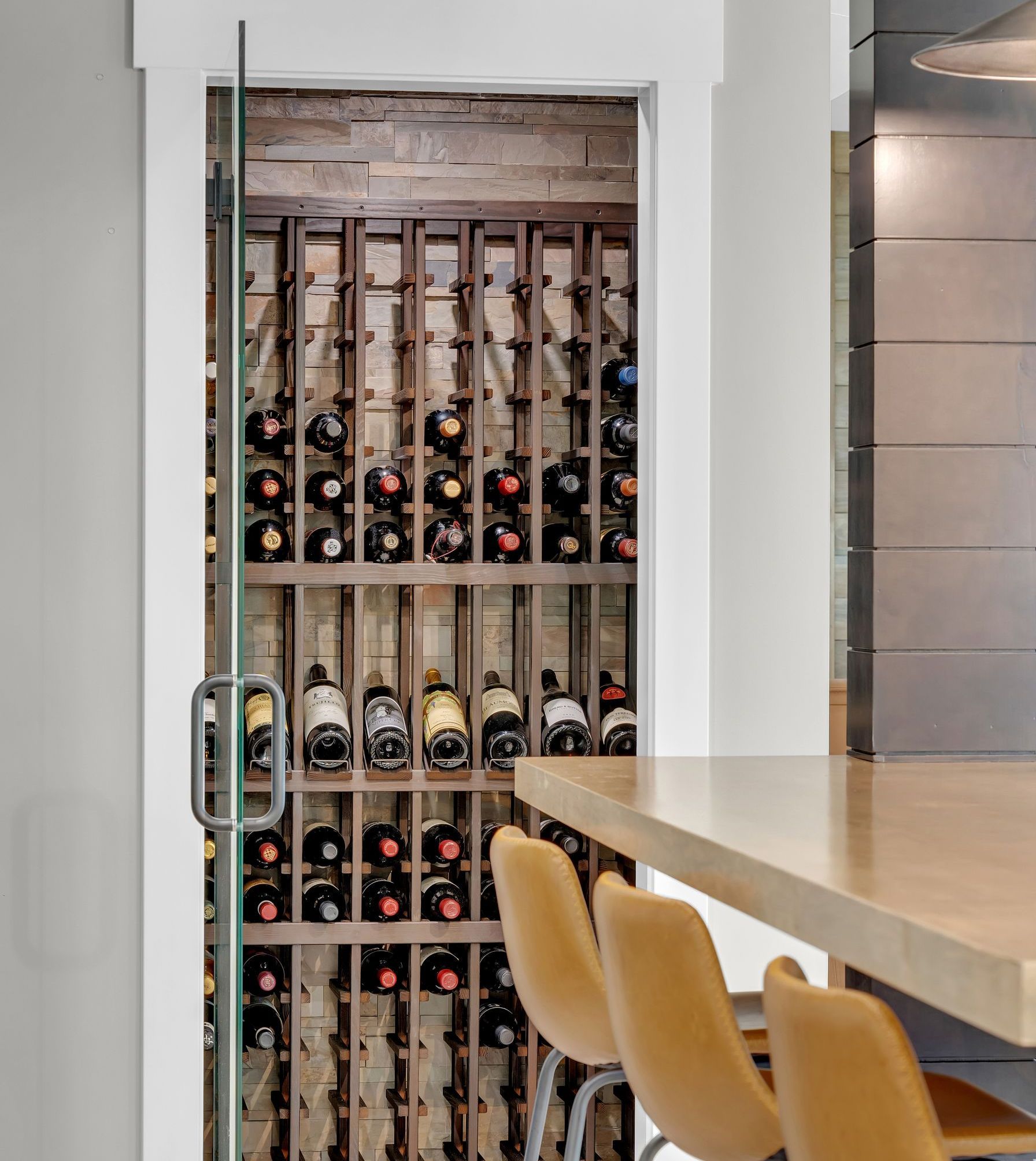 custom wine storage in finished basement