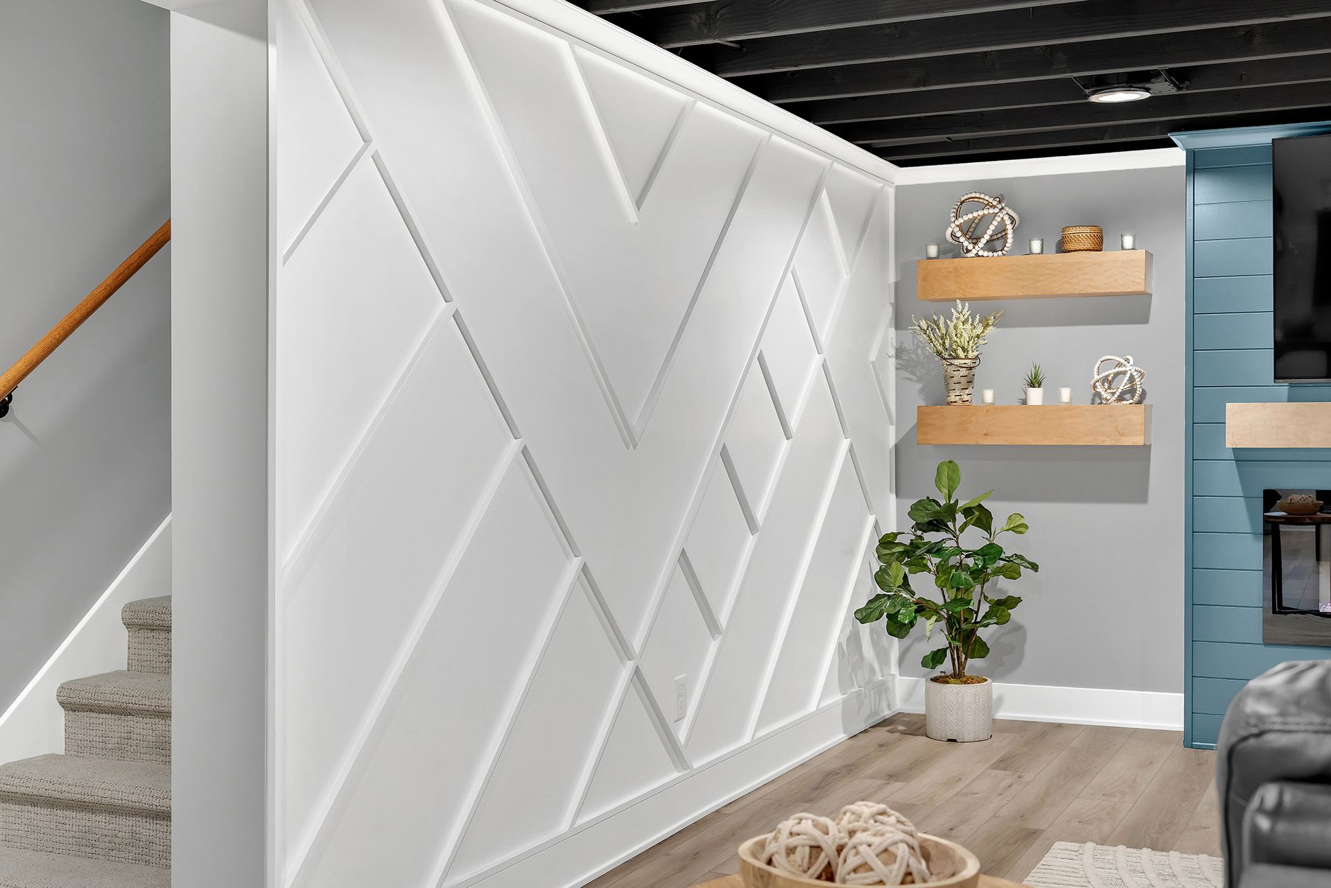 Gorgeous custom accent wall in Ada, MI basement