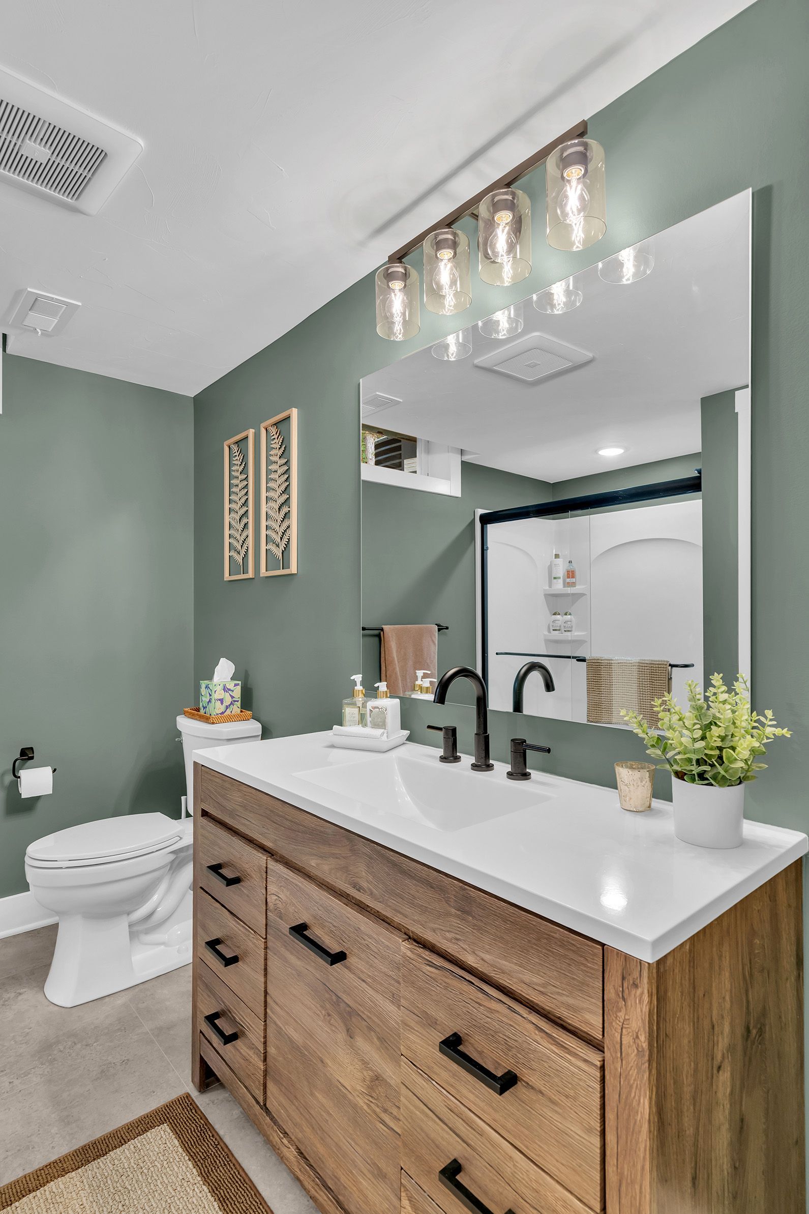 clean modern bathroom in finished basement