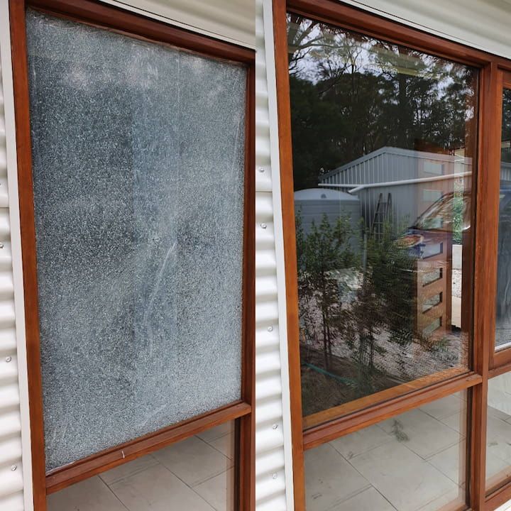 Glass Repair Before and After - Glazier in the Southern Highlands