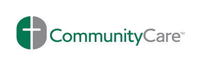 CommunityCare logo: Green and gray cross within a circle, text 